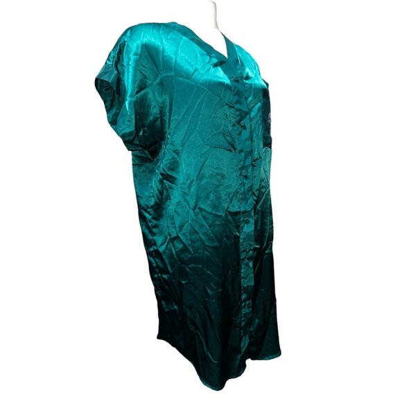 Vintage Inhibitions Satin Embroidered 80's Button Front Sz Medium Nightgown - Picture 5 of 16
